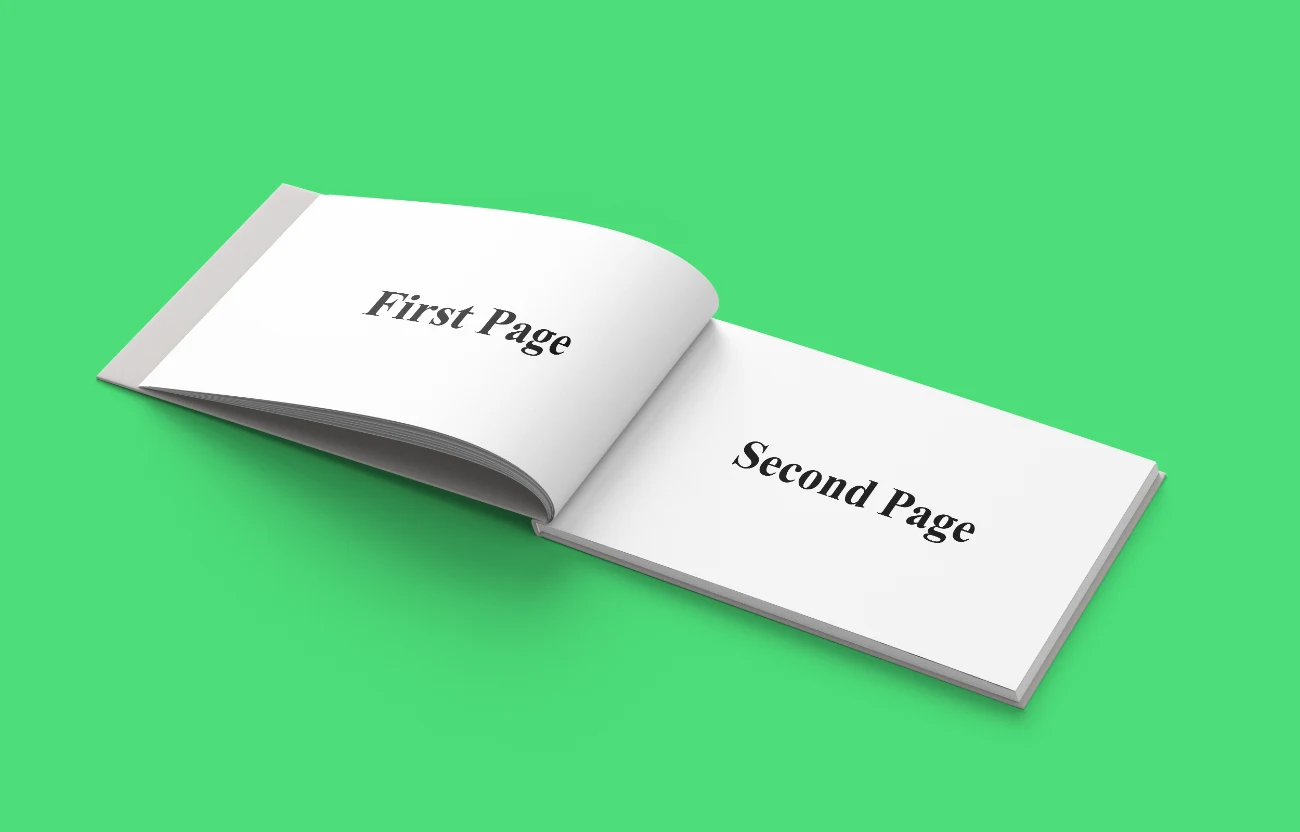 Professional Horizontal Book Mockup Featuring Engaging Pages Layout for Design Presentation hover