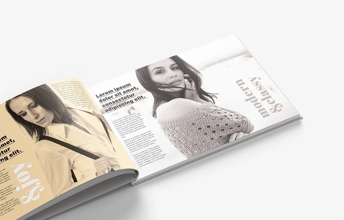 Professional Horizontal Open Book Magazine Mockup for Editorial Layout Design Presentation