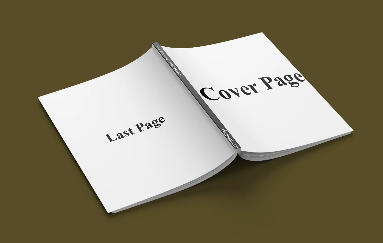 Realistic Open Magazine Book Mockup with Customizable Pages and Cover Design hover