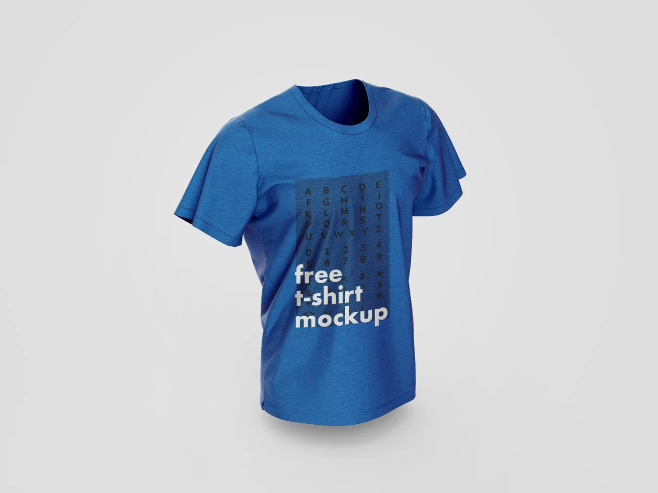 Realistic Free Blue T-Shirt Mockup Template for Apparel Design Presentation
