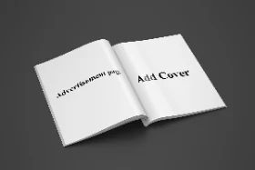 Open Magazine Mockup Displaying Creative Design Admission Advertisement and Typography Article Layout Hover