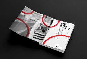 Free Open Book Mockup Featuring Table of Contents and Grayscale Cover Image Design