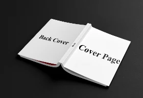 Open Book Mockup Displaying Custom Cover Design and Inner Pages for Showcase Presentation Hover