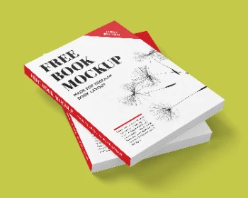 Minimalist Stacked Book Mockup with Dandelion Art for Regular Book Layout Presentation