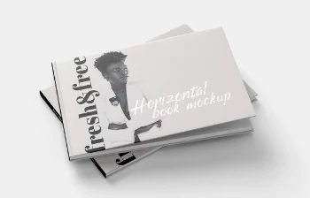 Minimalist Horizontal Book Mockup Featuring Stacked Covers for Publishing Presentation