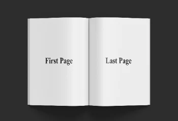 Open Magazine Mockup Featuring Editorial Layout with Placeholder Text and Images Hover