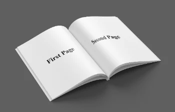 Professional Open Magazine Layout Mockup for Editorial Design Presentation and Article Showcase Hover