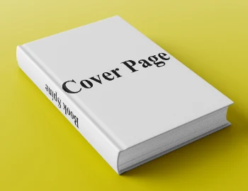 Modern Hardcover Book Mockup with Bold Geometric Design Element Hover
