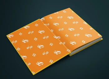 Realistic Open Book Mockup with Custom Patterned Cover for Branding Presentation