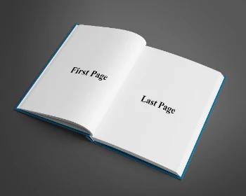 Open Book Mockup Displaying Chapter Pages on a Customizable Surface Hover