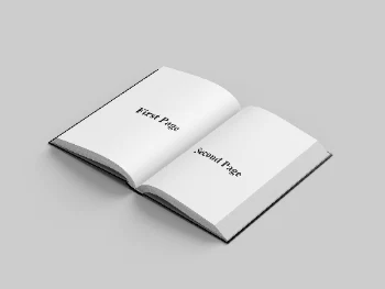 Realistic Open Book Mockup with Customizable Inner Pages on a Vibrant Teal Background Hover