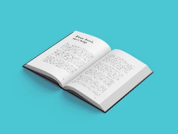 Realistic Open Book Mockup with Customizable Inner Pages on a Vibrant Teal Background