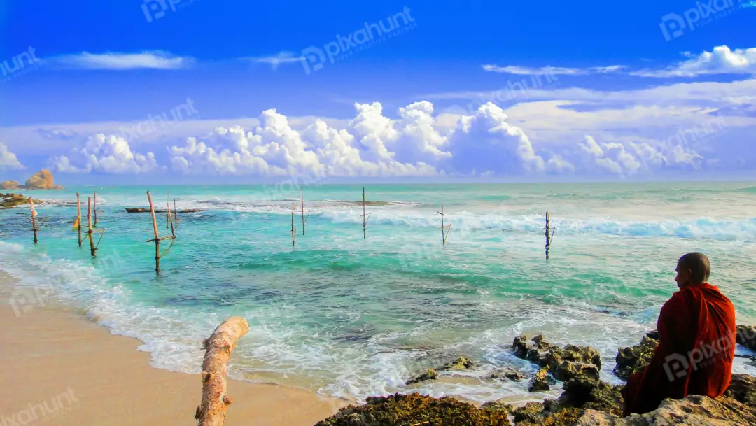 Free Premium Stock Photos Taken from a low angle, looking out at a vast ocean