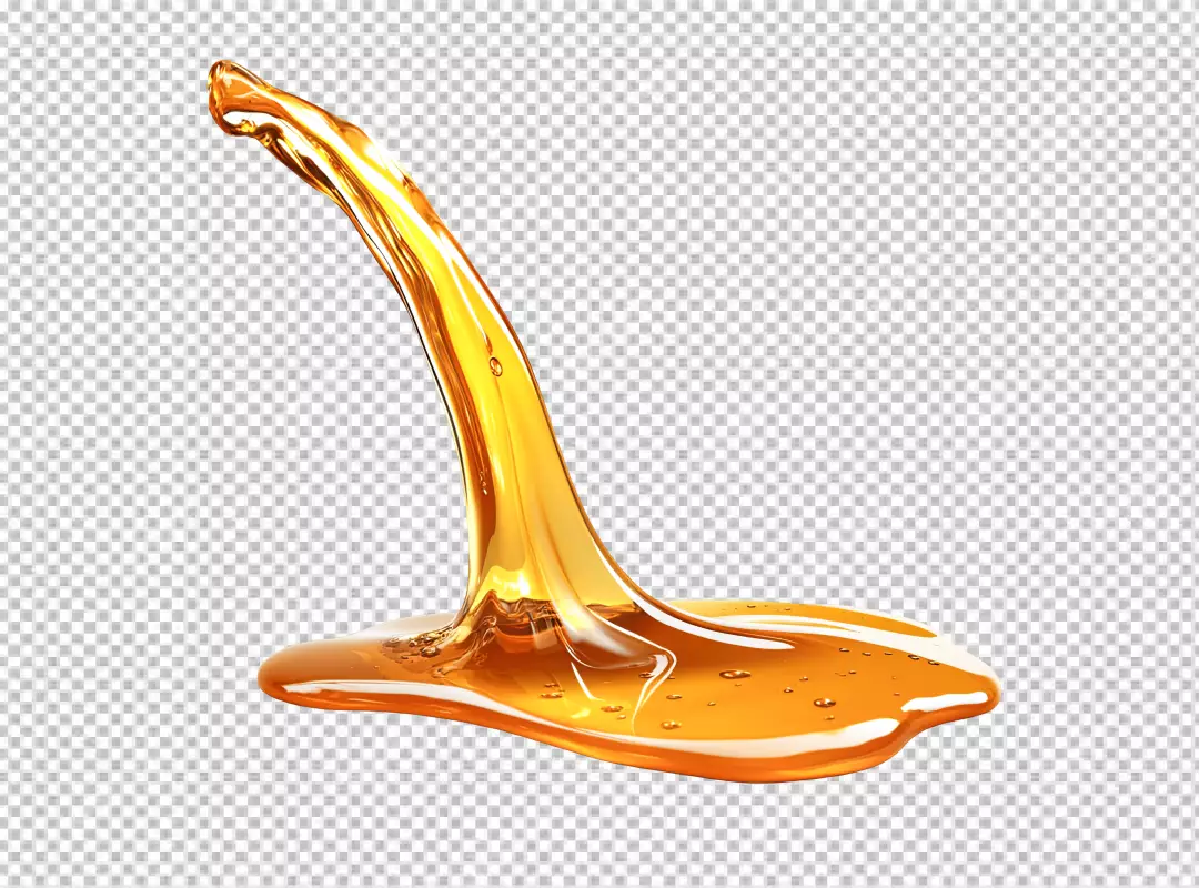 Golden Viscous Liquid Pouring Honey Syrup Splash Realistic Delicious Sweet Food Image