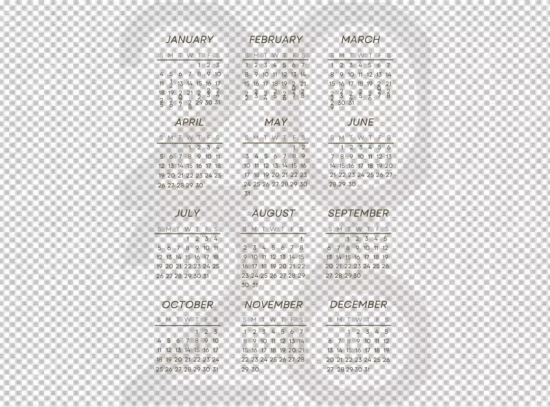 Stylish 2020 Annual Calendar with Golden Typography on Dark Background for Planning