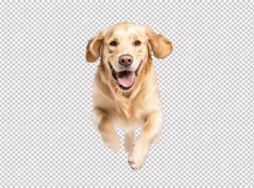 Joyful Golden Retriever Running for Playful Designs and Pet Projects