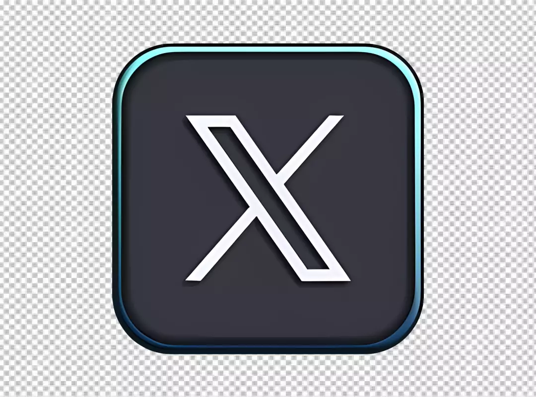 Sleek 3D X Letter Symbol with Glowing Neon Blue Outline on Dark Rounded Square Icon X logo, Twitter logo