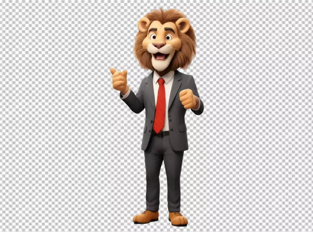Happy 3D Lion Mascot in Business Suit Giving Thumbs Up