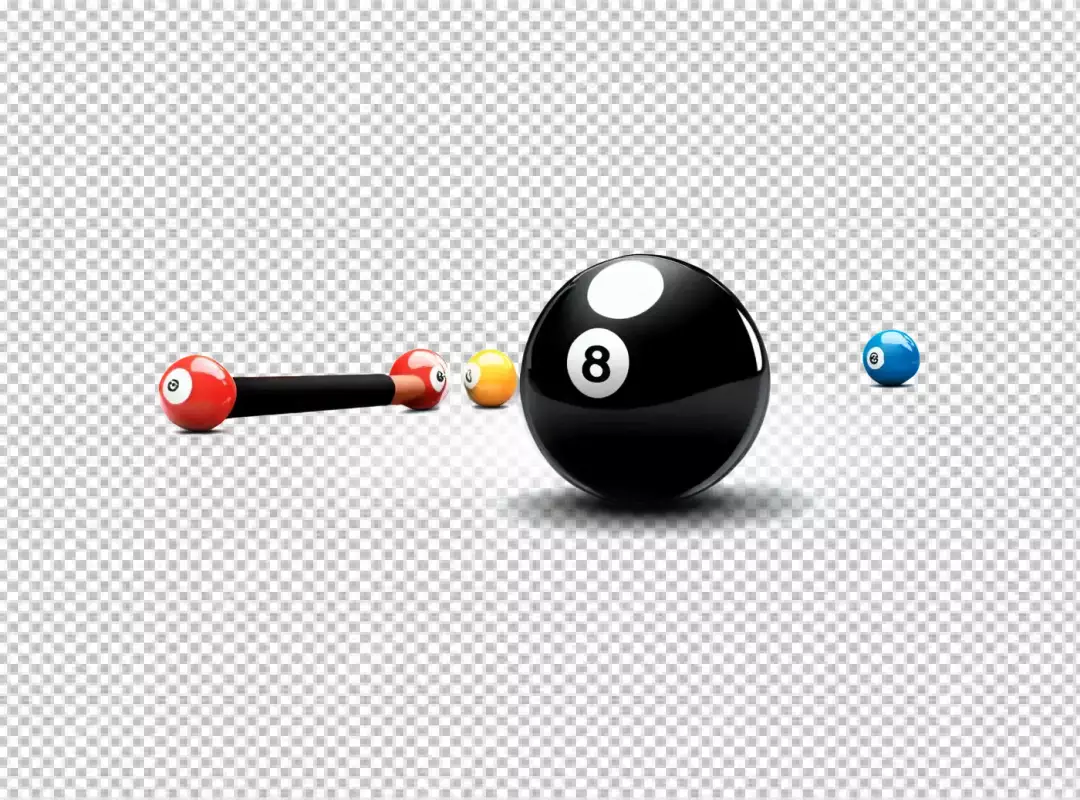 Vibrant Billiard Balls and Cue Stick Arranged on a Clean White Background