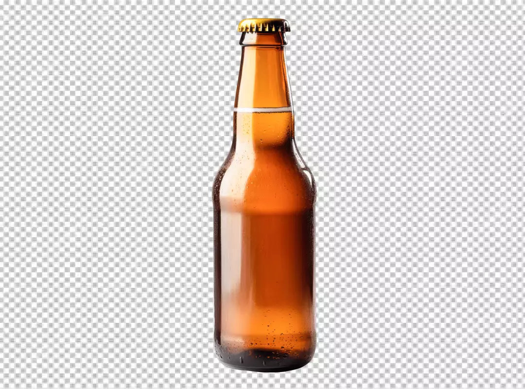 Refreshing Cold Beer Bottle PNG Cutout with Water Droplets for Beverage Designs