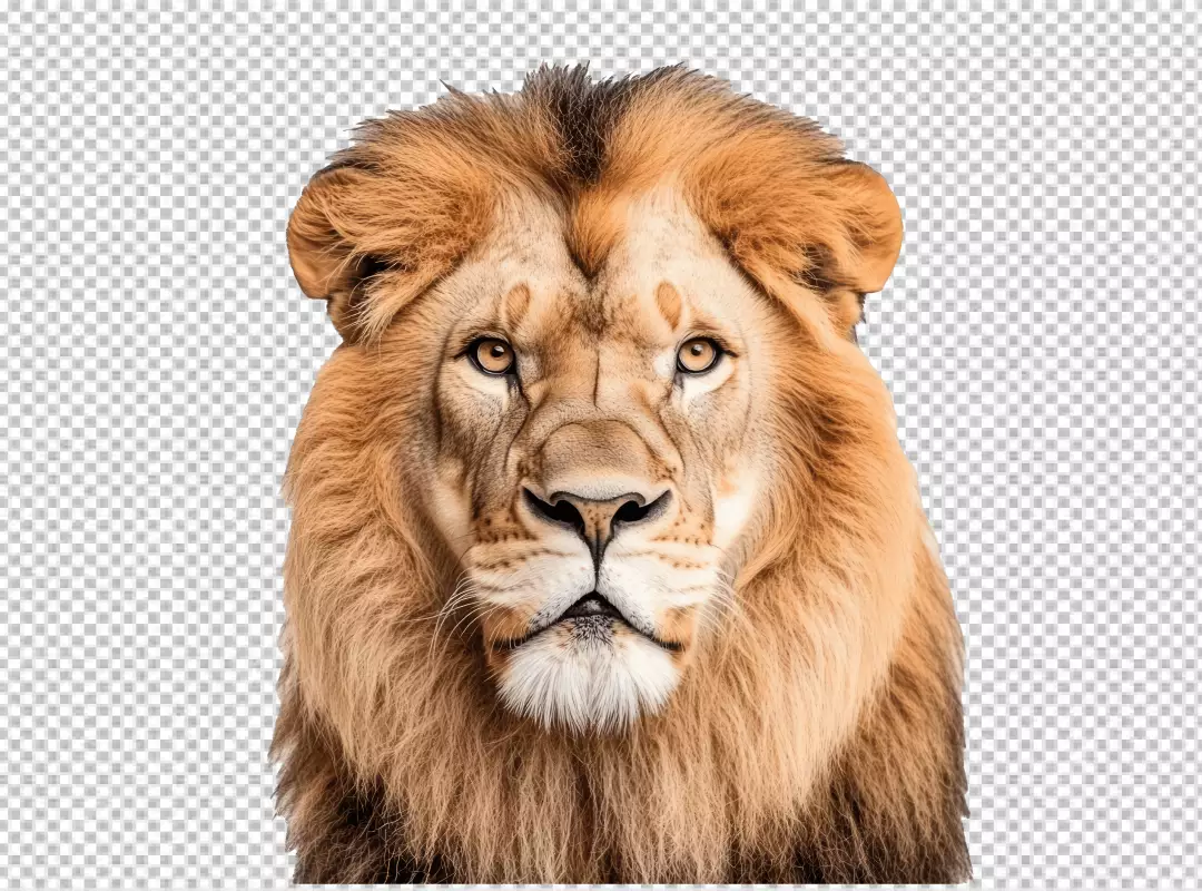Majestic Male Lion Head Portrait Looking Forward for Wild Animal Design