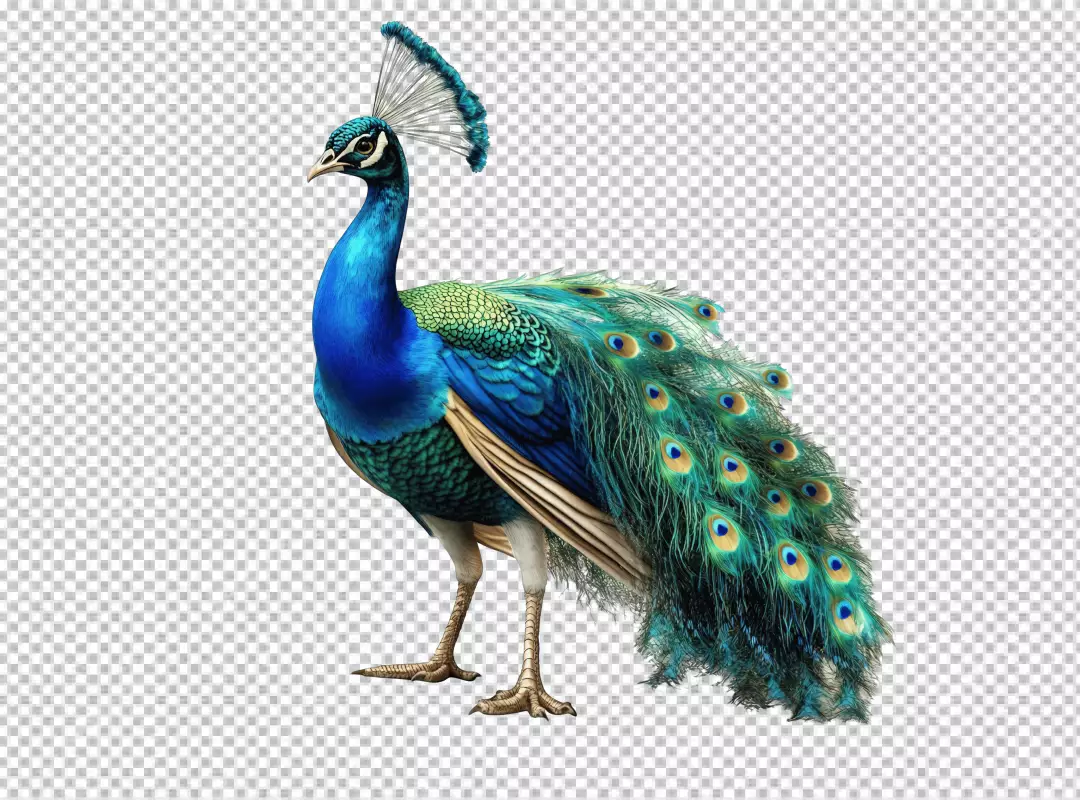 Majestic Peacock with Vibrant Blue and Green Feathers - Free HD PNG Download