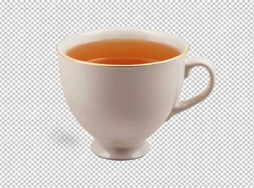 Elegant White Porcelain Tea Cup with Golden Rim and Warm Amber Beverage
