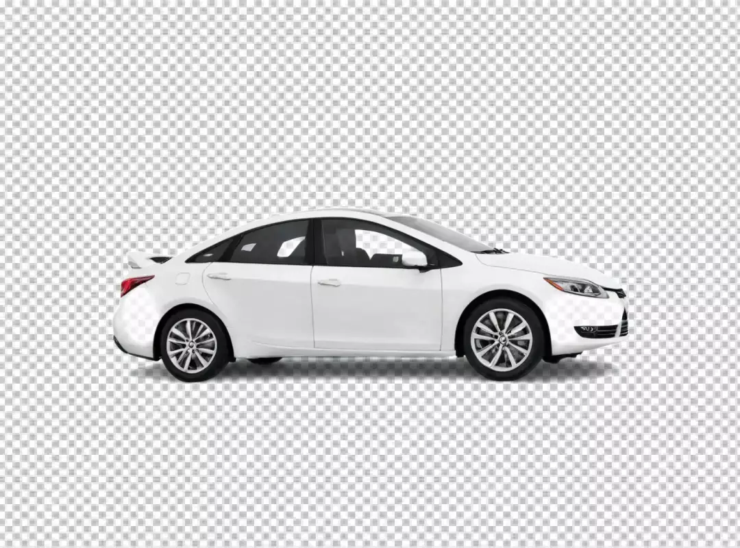 Sleek White Modern Sedan Car Isolated on Transparent Background for Automotive Design