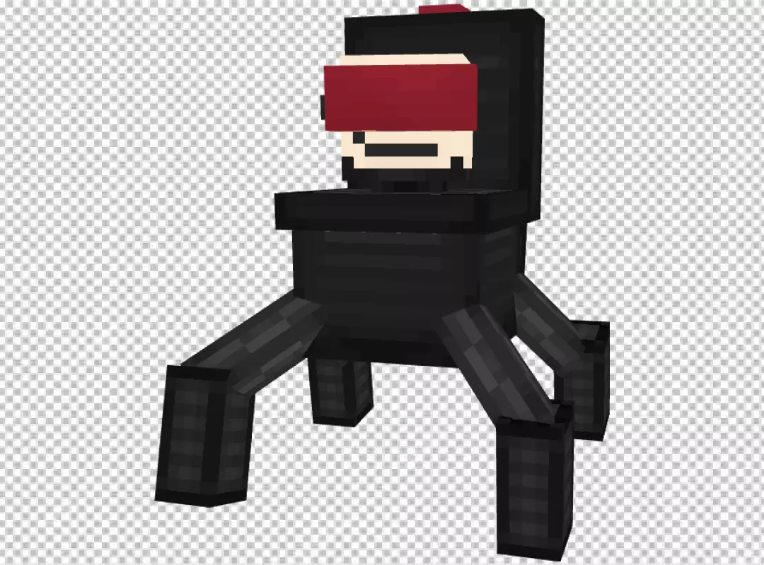 Pixelated Dark Sci-Fi Robot Creature with Red Visor and Multiple Legs