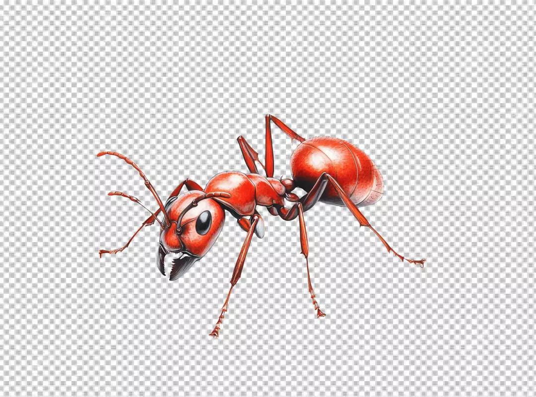 Detailed Red Ant Illustration with Realistic Design for Nature and Insect Projects
