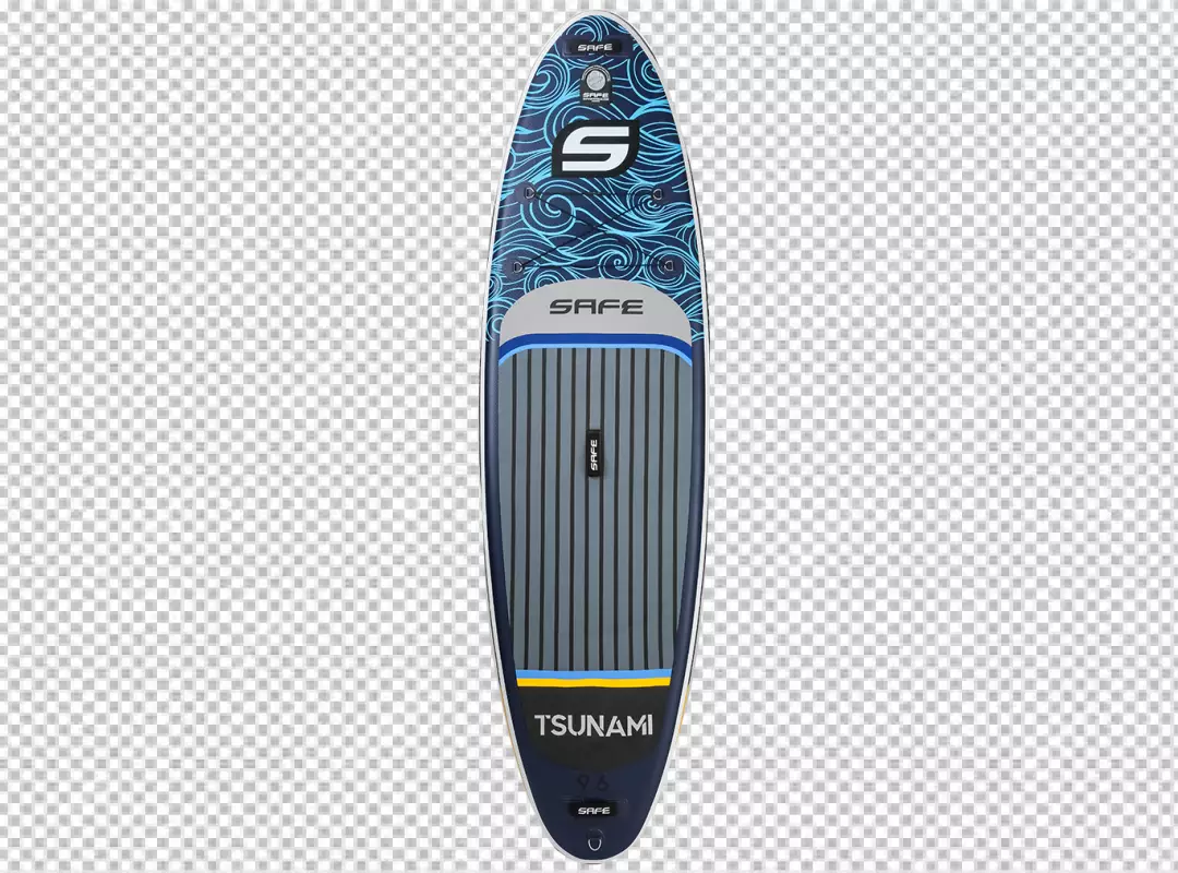Top View of Inflatable Stand Up Paddleboard with Blue Wave Design