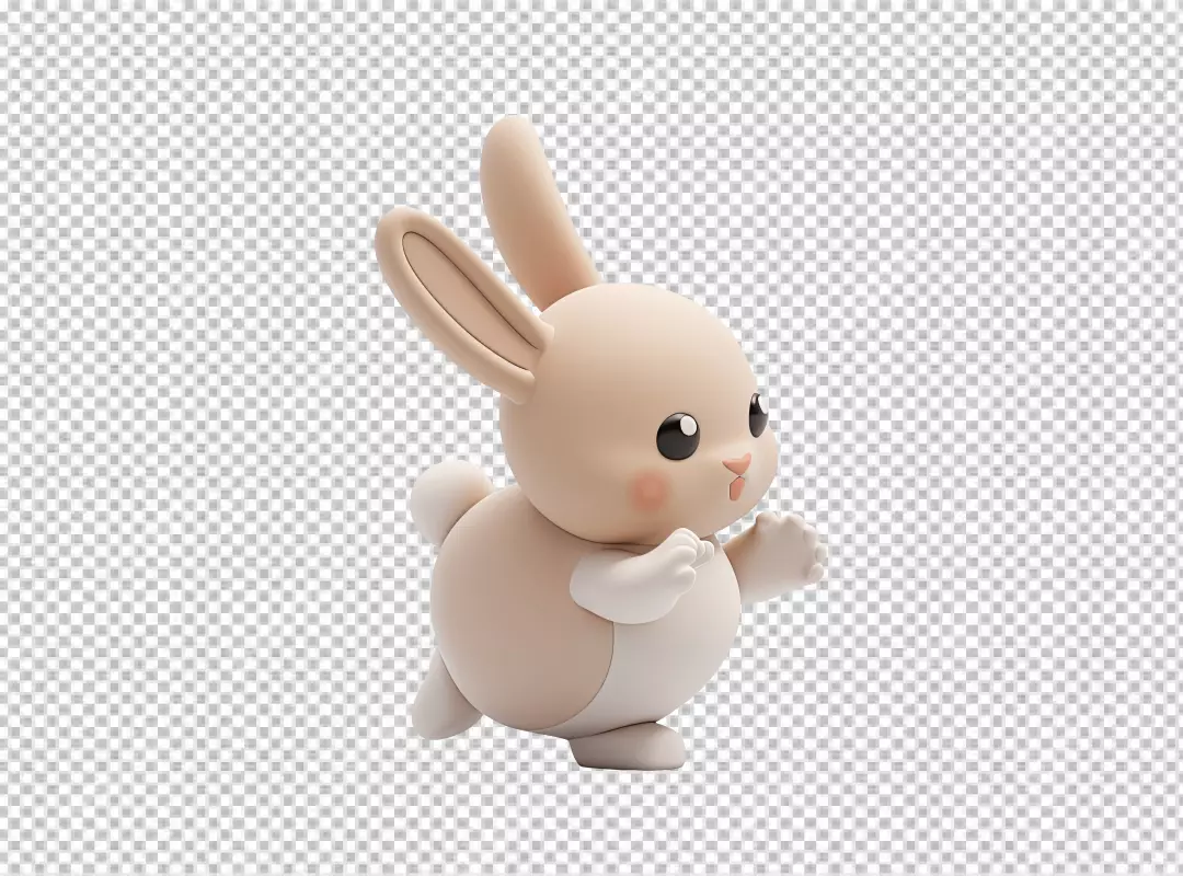 Adorable 3D Rendered Running Bunny Character Illustration for Joyful Designs