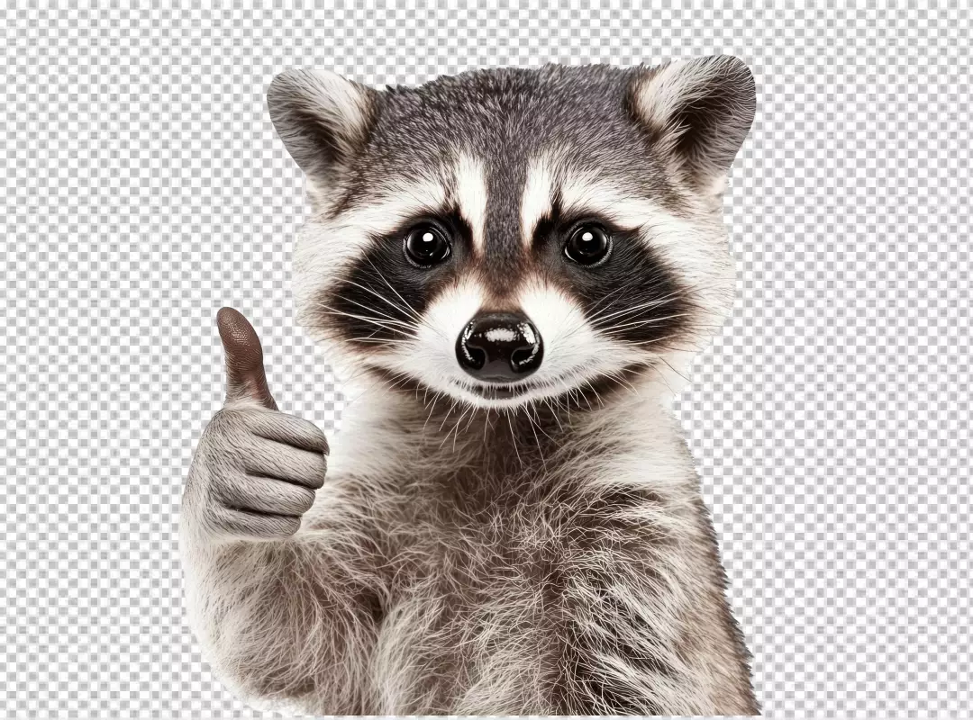 Cute Raccoon Showing Thumbs Up Gesture - Funny Animal PNG Cutout Image