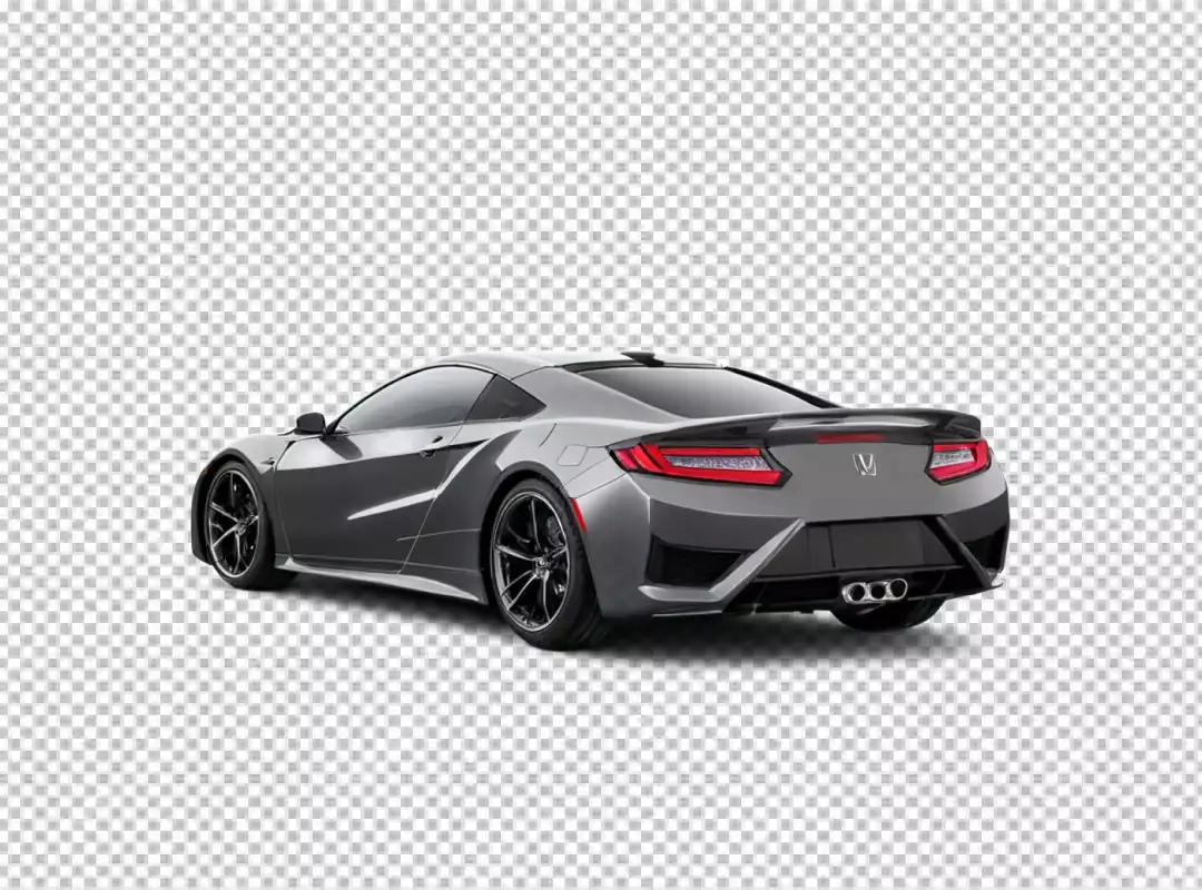 Sleek Grey Honda NSX Luxury Sports Car Rear View Isolated on White Background