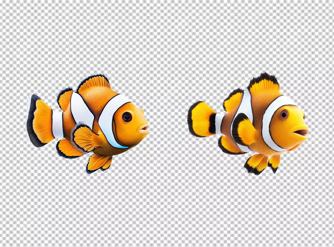Two Vibrant Clownfish Duo for Aquatic Design and Marine Life