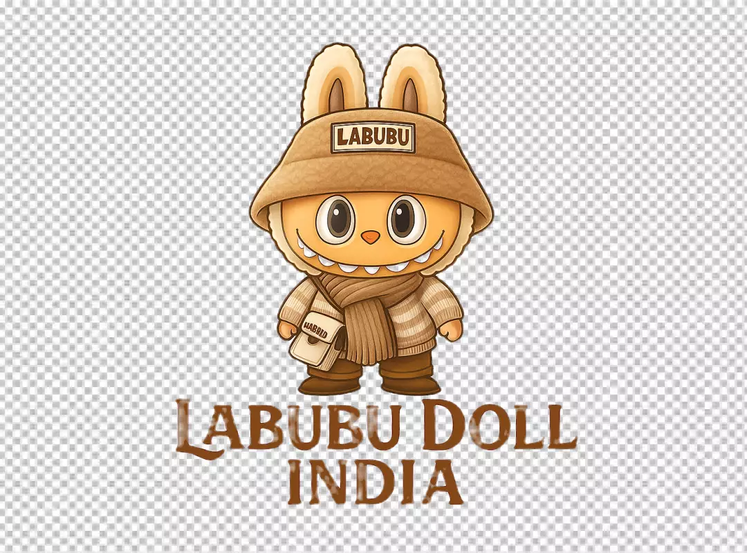 Cute Labubu Doll Character in Winter Outfit with India Branding