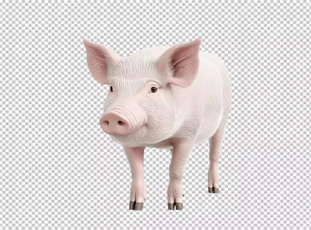 Cute White Pig PNG Cutout for Farm Animal Designs and Educational Projects