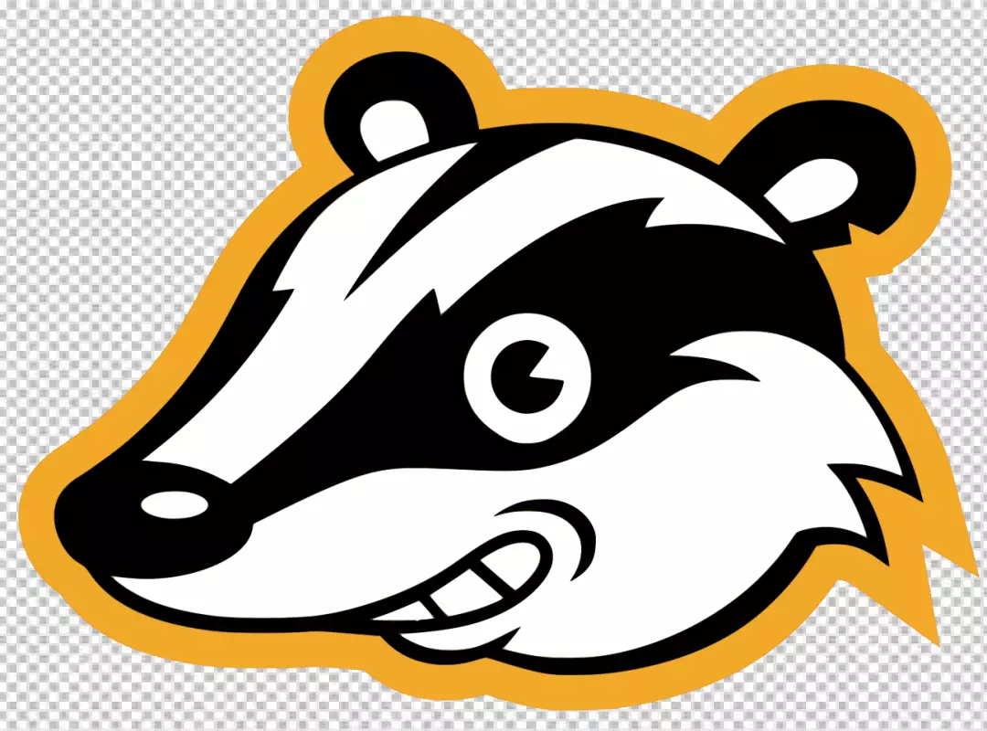 Stylized Cartoon Badger Mascot Logo with Distinctive Black and White Stripes