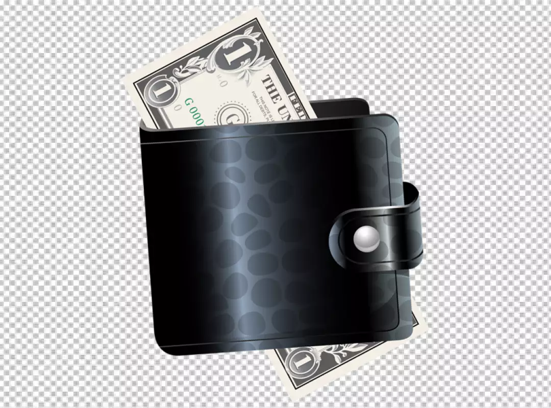 Stylish Black Wallet with One Dollar Bill for Financial and Economy Concepts