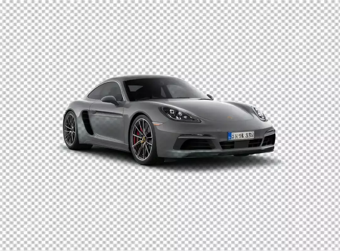 Sleek Grey Porsche Performance Coupe with Red Brake Calipers Isolated