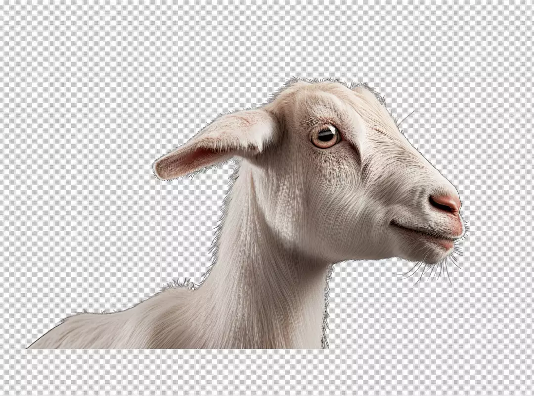 White Goat Close-up Profile PNG Cutout Stock Image Download