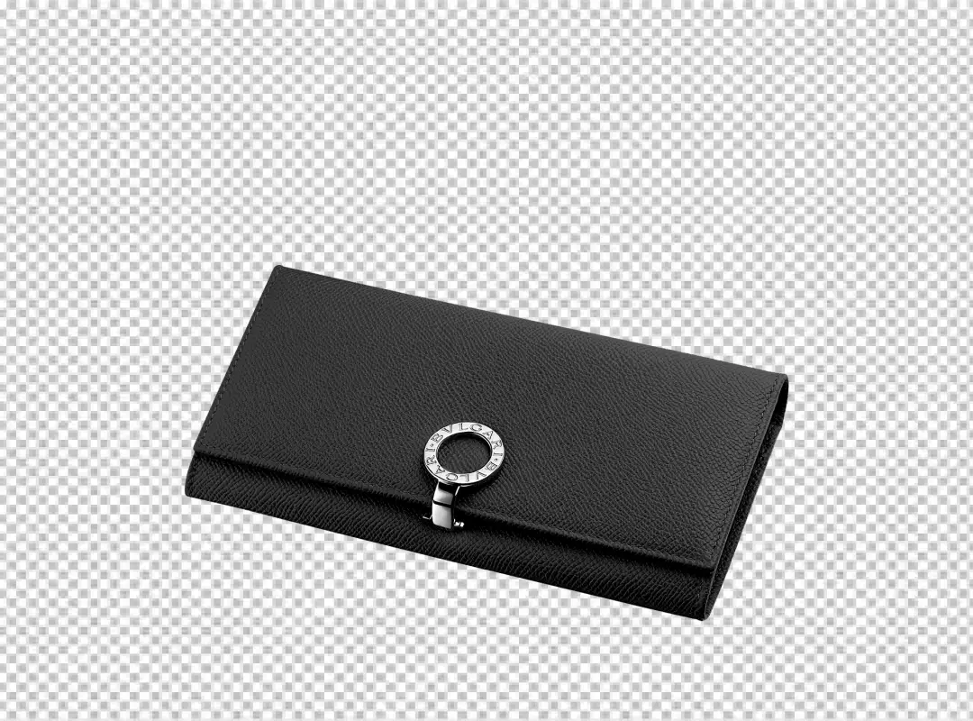 Elegant Black Leather Bvlgari Wallet with Silver Clasp Luxury Fashion Accessory