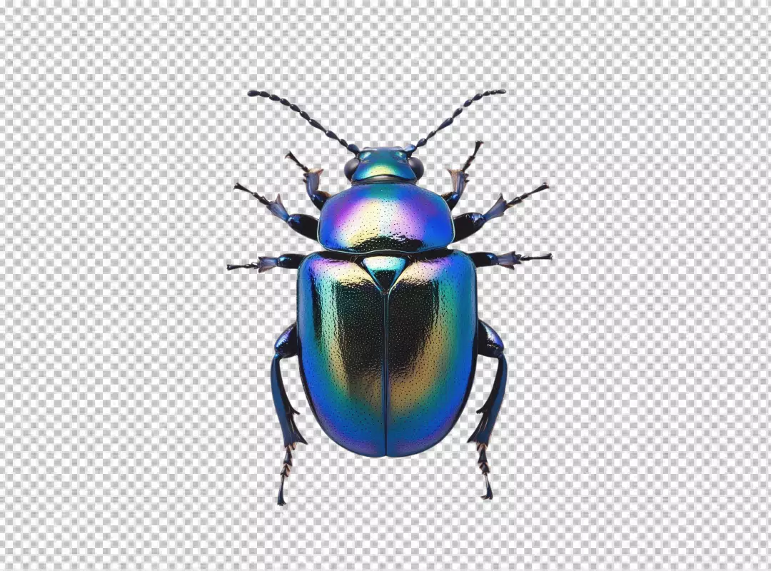 Vibrant Iridescent Rainbow Beetle with Metallic Sheen for Creative Design Projects