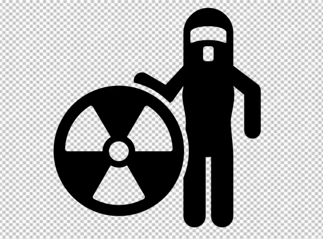 Free Premium PNG Person in hazmat suit with radiation warning symbol icon