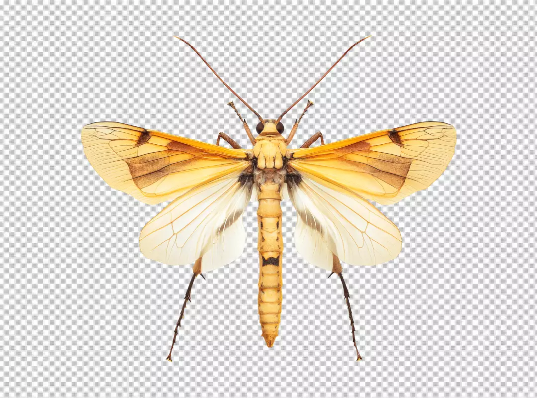 Detailed Studio Portrait of a Large Yellowish Moth with Wings Spread