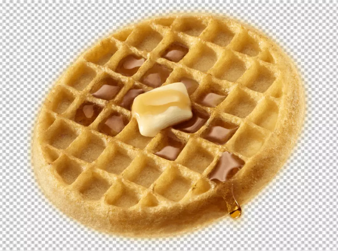Free Premium PNG Waffle with Butter and Syrup