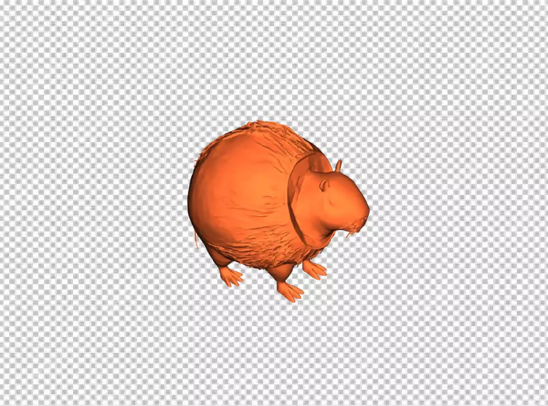 Vibrant 3D Render of a Stylized Orange Rodent on an Isolated Black Background