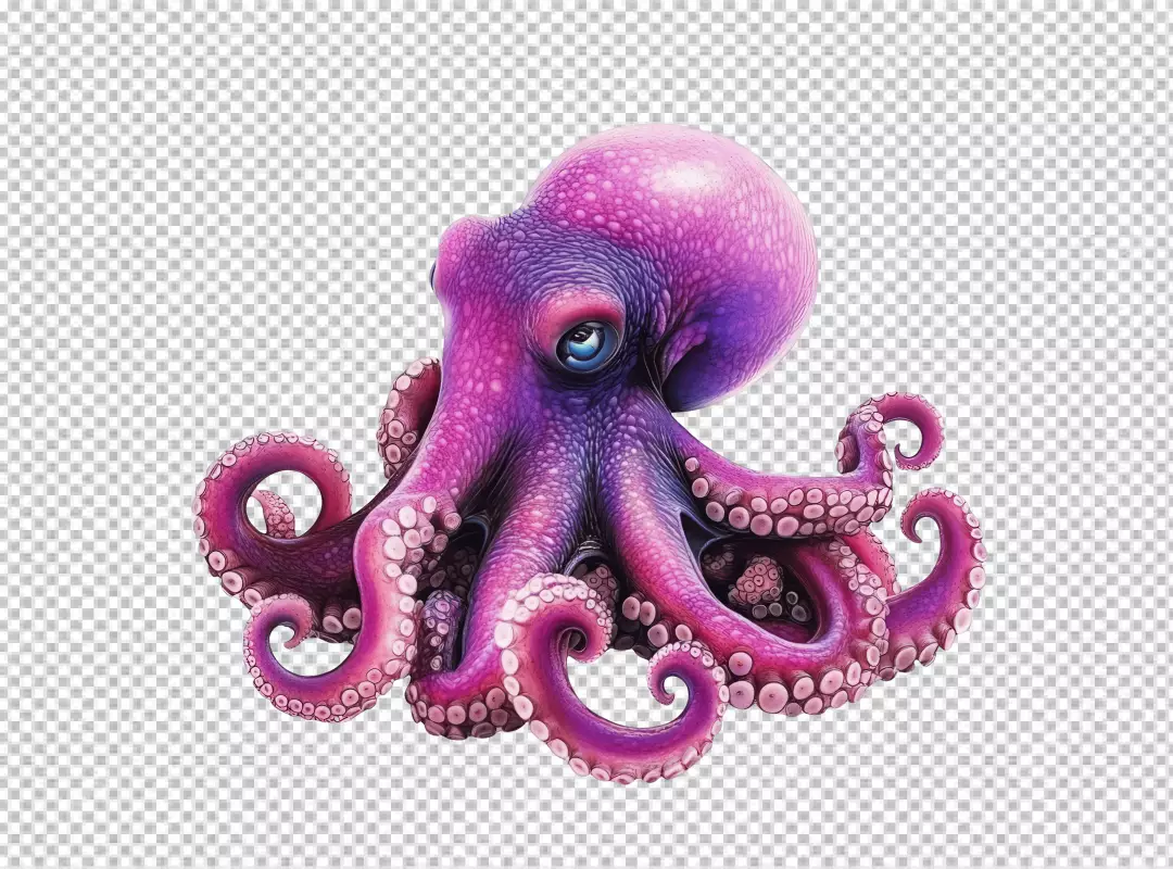 Vibrant Purple Octopus Marine Life PNG Cutout for Creative Projects