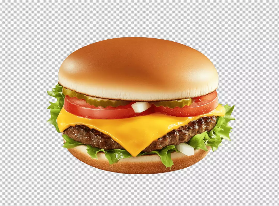 Delicious Cheese Burger with Fresh Lettuce and Ripe Tomatoes