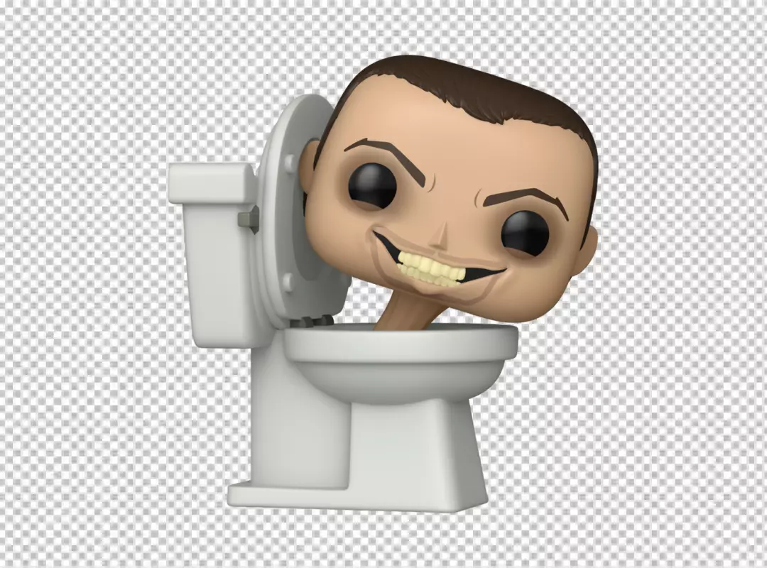 Whimsical Skibidi Toilet Head with Maniacal Grin Popping Out